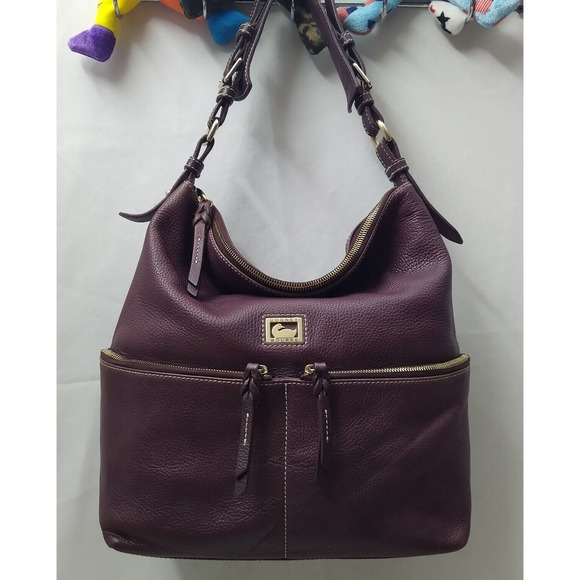 Dooney & Bourke Purple Pebbled Leather Zipper Pockets Hobo Shoulder Bag - Picture 16 of 16